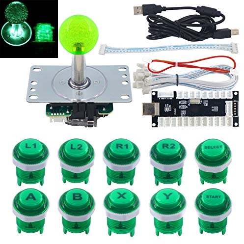 SJ@JX Arcade Game LED DIY Kit Mechanische Tastatur Schalter Arcade LED Taste LED Joystick Controller Zero Delay USB Encoder für PC MAME Retropie Jamma