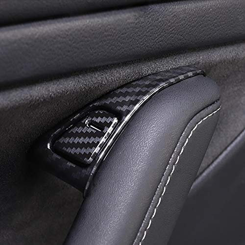 kadore For 2018-2019 Tesla Model 3 Carbon Fiber Style Car Inner Door Handrail Lock Switch Trim Frame Cover 8-pc