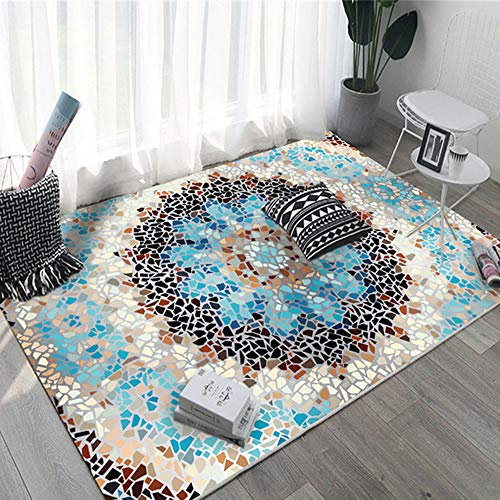 RUGMRZ Teppiche Der Blaue, frische Salonteppich mit kleinem Kies und Marmormuster ist schmutzabweisend und langlebig Draußen Teppich Multi-Größe Sofa Teppich blau 120 x 160 cm