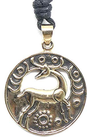 Drachensilber Hirsch Kelten Schmuck Bronze Anhänger Halskette keltischer Kettenanhänger