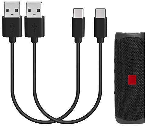 Geekria USB Speakers Charger Cable Compatible with JBL GO 4, Clip 5/4, Charge 6/4, Pulse 5, Xtreme 3, Flip 7/6, USB to USB-C Replacement Power Charging Cord (1 ft/30 cm 2 Pack)