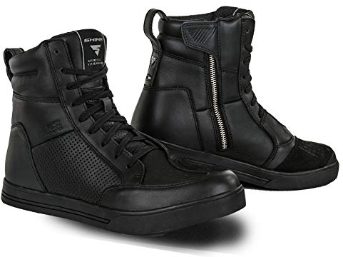 SHIMA Blake, Scarpe Moto Uomo | Rinforzate Stivali Moto Uomo in Pelle, Supporto alla Caviglia, Suola Antiscivolo, Impugnatura del Cambio (Nero, 48)