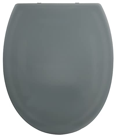 Spirella - Abattant WC PP HARRY, Charnières Inox - Couvercle Toilette Clipsable, Facile à Installer, Fermeture Slow-Close - 44 x 37 x 3 cm - Gris Anthracite