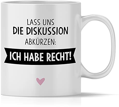 mindmonkeys® Tasse mit Spruch Ich habe Recht Fun Tasse Geschenke Geschenkideen für Klugscheisser Besserwisser fürs Büro Geschnekidee zum Geburtstag Kaffeetasse Bürotasse Keramik 300 ml