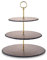 ECHTWERK EW-ET-1782G Etagere-/ Servier-Ablage für Gebäck, Obst, Käse und Dessert aus Naturschiefer mit 3 Ebenen und Metallgriff, Gold-Edition, Ø Schieferplatten ca. 20/25/ 30 cm, Steingut