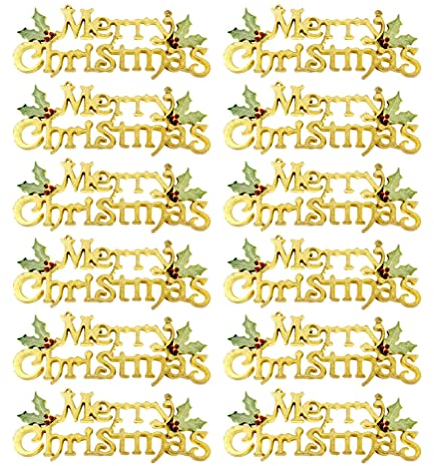 BESTonZON Weihnachten Türschild Merry Christmas Anhänger 12 Stücke Weihnachten Xmas Buchstaben Schriftzug Türanhänger für Cafe Restaurant Wand Tür Dekoration Ornament Foto Requisiten 15CM Silber