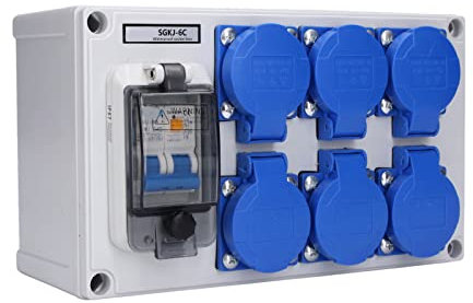 Scatola Presa a Muro da 200‑250 V, Presa per Interruttore a Montaggio Superficiale in ABS Prese tedesche a 6 Posizioni per Giardini all'aperto