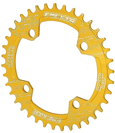 X AUTOHAUX 38 Zähne 104 mm 4 Löcher Aluminiumlegierung Fahrrad Kettenradgarnitur Kettenblatt Kurbelgarnitur Zahnplatte gelb