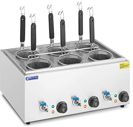 Royal Catering RC-PM006 Cuiseur à pâtes cuiseur de pâtes cuiseur (6 paniers, Puissance : 3 000 W, Plage de température : 30 - 110 °C)