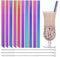 Strohhalme Edelstahl Bubble Tea Perlen Set,Strohhalm Wiederverwendbar,10 Stück Set 12mm Extra Breite Trinkhalme mit 3 Reinigungsbürste,Ideal für Smoothie,Saft und Kaffee -Regenbogenfarben