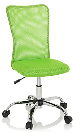 hjh OFFICE 691019 Kinderdrehstuhl KIDDY NET I Stoff/Netz Grün Kinderschreibtischstuhl mitwachsend, ohne Armlehnen