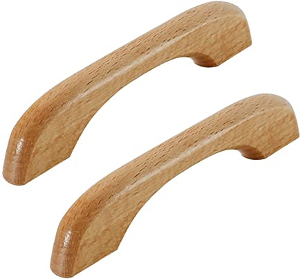 NANNAN0901 2 Stück Massivholz Schrankgriffe Möbelgriffe Türgriffe Holzgriffe Küchenschrank Küchenknöpfe Schlafzimmer Griffe Kleiderschrank Schubladengriff, mit Schrauben (Hole distance 96mm)