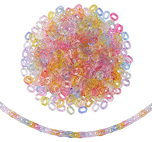 Airssory 500 Stück Candy Colors Transparent Mini Plastic Open Link Ringe Quick Link Connectors for DIY Eyeglasses Chain Oval - 10x8mm