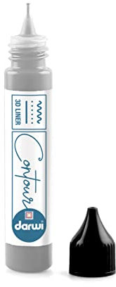Darwi GLASS DA0690030080C - Botella aplicador de pintura sobre vidrio, contorno en relieve con punta aplicador, color plateado - 30 ml