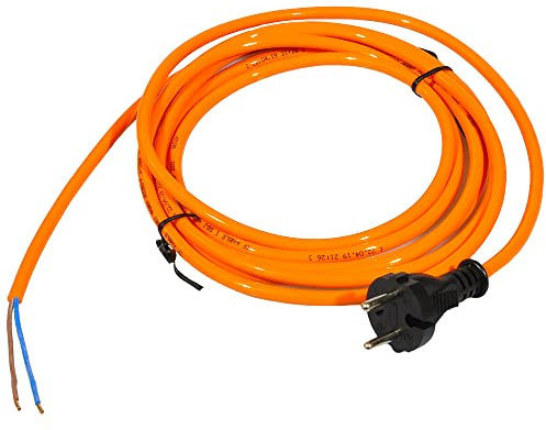 Anschlussleitung Zuleitung Polyurethane 2-polig mit Stecker 2 Meter H05BQ-F PUR 2 x 1mm2 Orange Stromkabel Baustellenkabel IP44 (2 Meter)