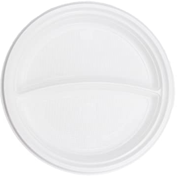 Commerline Lot de 500 assiettes en plastique à 2 compartiments - Réutilisables - Diamètre : 22 cm - Pour fête