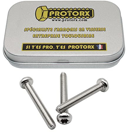 Torx Tête Bombée M4 x 30mm : Boîte 30 Pcs Visserie Inox pour Écrou Rondelle | Vis Cylindrique 6 Lobes Acier A2 | Métal Anti-Rouille - ISO 14583 | Boîte Rangement PROTORX