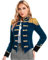 inlzdz Damen Zirkus Ringmaster Kostüm Halloween Cosplay Langarm Tailcoat Samt Board Jacke Mantel Zirkusdirektorin Sexy Faschingskostüm Weihnachten Karneval Dunkelblau A M