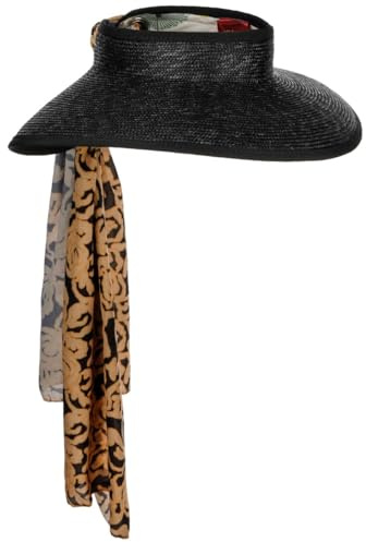 Alfonso D’Este Birona Sonnenvisor Visor Strohvisor Damenvisor Damen - Made in Italy mit Schirm Sommer Frühling-Sommer - One Size schwarz