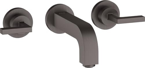 hansgrohe AXOR Citterio 3-Loch Waschtischarmatur Unterputz, Auslauf 162mm, Hebelgriffe, Rosetten für Wandmontage, Farbe: Brushed Black Chrome