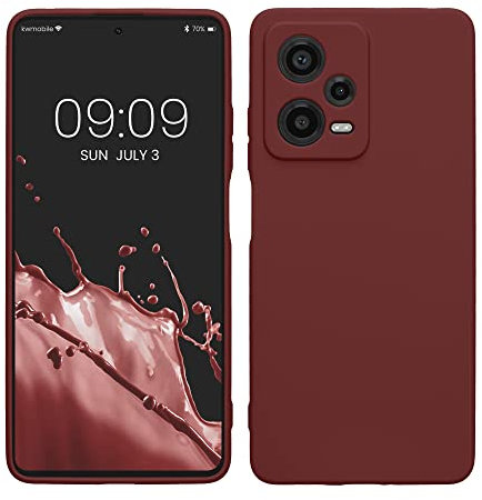 kwmobile Handyhülle kompatibel mit Xiaomi Redmi Note 12 Pro 5G Hülle - Handy Case aus weichem Silikon in Bordeaux Violett