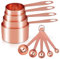 Cuteefun Measuring Cups and Spoons Set of 9, Stainless Steel Handle with Metric and US Measurements, Golden Polished Finish, Dry & Liquid Ingredient Measuring Cup for Baking and Cooking (Rose Gold)