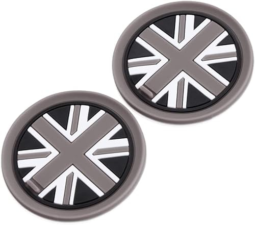 Black Union Jack UK Flag Style Soft Silicone Cup Holder Coasters compatible with MINI Cooper R55 R56 R57 R58 R59 73mm