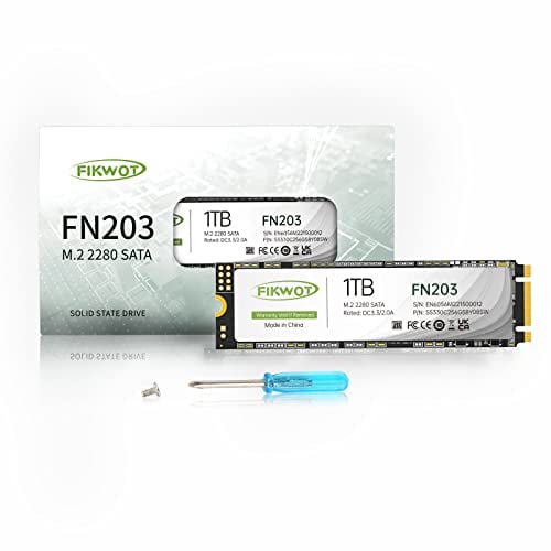 Fikwot FN203 1TB M.2 SATA SSD - SLC Cache 3D NAND TLC SATA III 6Gb/s M.2 2280 NGFF Internal Solid State Drive, Bis zu 550MB/s, Kompatibel mit Ultrabooks, Tablet Computern und Mini PCs