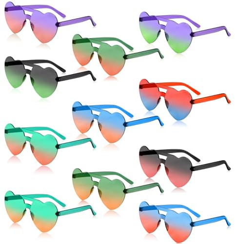 selizo 11 Stück Herz Sonnenbrille, Herzbrille Herzchen Sonnenbrille Lustige Herzbrillen Transparent Brille Herz Sonnenbrille Herz für Geburtstagsfeier Fasching Karneval Halloween Party festival