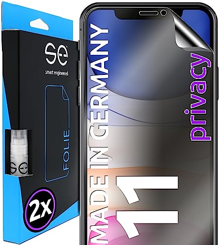 2x se® 3D SCHUTZFOLIE Privacy für Apple iPhone 11,Blickschutz, 100% Fingerabdruck & FaceID kompatibel, einfache blasenfreie Installation, Ultra-Klar, Stoß-Kratzfest, aus Deutschland