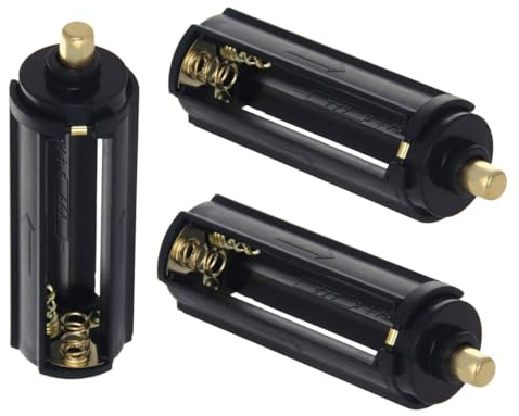 CLEZGO 3 x AAA-Batteriehalter-Adapter, schwarz, zylindrische Batterie-Aufbewahrung, Halter für 3 x 1,5 V AAA-Batterien, Taschenlampe