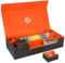LEFOR·Z Card Deck Box,X-Large Premium Trading Card Storage Case with Mat and Dice Compartment,Magnetic Game Deck Display Case Compatible with MTG/TCG/Yugioh/Magic/Commander(Black＆Orange)