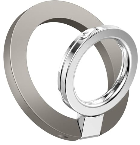 GVIEWIN Magnetic Phone Ring Holder with Adjustable Stand Magnet Kickstand | Compatible with MagSafe,for iPhone 17 Pro Max/16/15/14/13/12 Series&Galaxy S26/S25/S24 Ultra and Other Phones,Metallic Gray