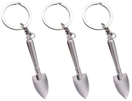 JIHUOO 3 Pcs Metal 3D Keychain Mini Shovel Keychain Tiny Tool Keychain Decorative Creative Keyring Personalized Gift Keychain Backpack Car Keyring