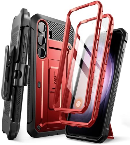 SUPCASE Unicorn Beetle Pro Schutzhülle für Samsung Galaxy S24 5G (2024), [extra Frontrahmen] Ganzkörper-Dual-Layer, robuster Gürtelclip und Ständer mit integriertem Displayschutz (Ruddy)