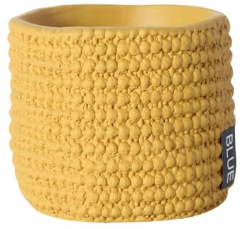 ESTINTENG Pot de fleurs circulaire en ciment de style nordique, tendance et créatif, simple plante verte en pot, jaune, 13 x 13 x 10,8 cm
