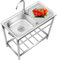 Exterieur Evier Inox Buanderie plonge autonome pour la buanderie Jardin Patio de cuisine extérieure Garage Nettoyage Station de lavage avec support de la station de lavage à main portable simple ( Col