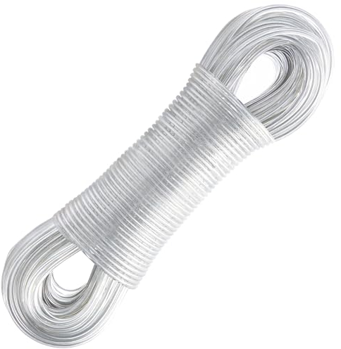 YIKAOMAI® Tendedero con núcleo de acero para exteriores, muy resistente, con una capacidad de carga de 200 kg, resistente al óxido y al agua, para jardín, color verde (4 mm - 50 m 【Clear】)