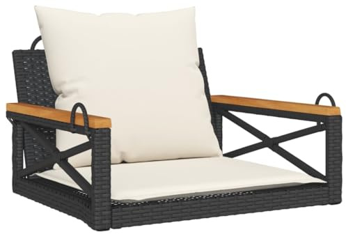 vidaXL Hängesessel mit Kissen Schwarz 63x62x40 cm Poly Rattan