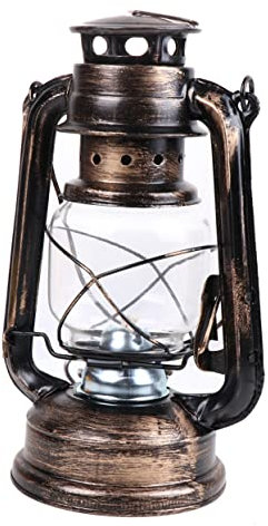 Happyyami Vintage Iron Kerosene Lamp Hanging Lantern 24cm Old Bronze Photo Props for Home Bar Decoration