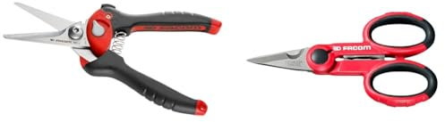FACOM - Cisaille multi-usage - 980P & Paire de Ciseaux d’Électriciens Gainés - 841A.4 - Branches Surmoulées Bi-Matière Ergonomique