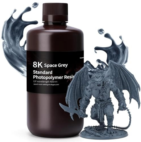 ELEGOO 8K Resin 3D Drucker Resin 1000g Space Grau, LCD 405nm UV 3D Resin Hohe Präzision Schnelle Aushärtung Standard 3D Printer Resin