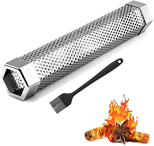 12IN Premium BBQ Rauchrohr für Pellet Grill 5 Stunden schwebenden Rauch, Edelstahl Pellet Raucher Rohr für alle Grill oder Raucher, heißes oder kaltes Rauchen