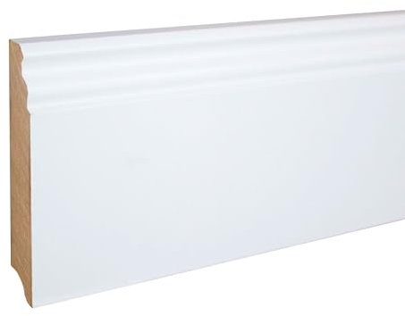 Sockelleiste Berliner Profil Hamburger Leiste 16 x 100 x 2500 mm MDF-Kern foliert Weiß zum Kleben, Schrauben & Nageln Fußleiste Klassisch by PROVISTON 12.5 Meter | 5 Stück
