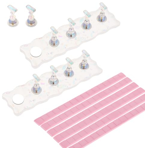 2 Sets Nail Stand for Painting Nails, Nails Display Practice Art Magnetic Fake Nail Holder for Press On Nails Stand for False Nail Designs with 90 Pcs Reusable Putty for Home DIY Salon(White)