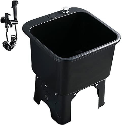 Fregadero para fregona Fregadero de servicio para fregona de montaje en el suelo, Fregadero de tienda comercial, Fregadero de uso doméstico Estación de lavado Tina de lavandería Fregadero (Black)
