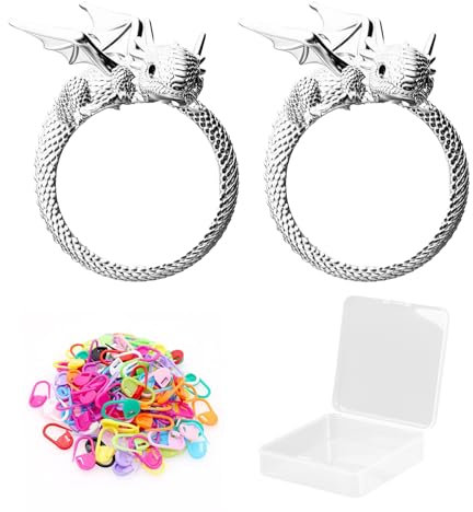 2 Stück Metall Häkelring,Häkel Ring,Verstellbare Hake,Häkelringe Finger,Metall Verstellbare Häkel Zubehör,Kann Das Stricken Beschleunigen,Kommt mit 30 Stück Ringen und 1 Aufbewahrungsbox