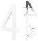 Yafimea Numero civico esterno 15 cm bianco, Numeri civici adesivi o a vite, effetto galleggiante 3D, plastica resistente per parete o cancello (4)