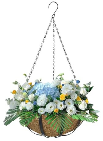 Hugsweet Cesto per gancio per piante a soffitto, cestino delle piante per muro - Fioriera da giardino - Porta del cesto di fioriere interno domestico con fodera per terrazza decorazione all'aperto