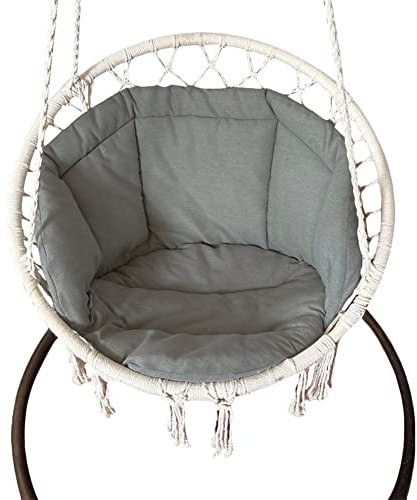 Hängesessel, Fransen-Sitzkissen für Außenbereich, Garten, Schaukelstuhl, bequem, Beige, 60 x 60 cm